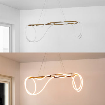 Lisette 59" Contemporary Minimalist 360 Adjustable Silicone Rope/Metal Dimmable Integrated LED Chandelier - JONATHAN Y